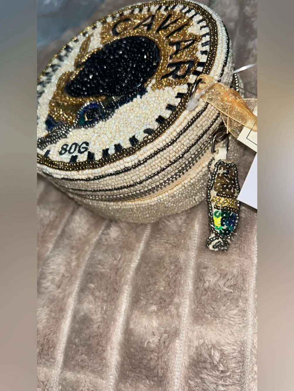 NWT from India to you - Beaded Caviar Novelty bag with gold chain strap